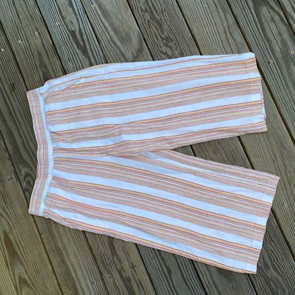 Anthropologie 🐾Cloth & Stone Wide Leg Stripe Cropped Pants, Sz Large, MSRP $118 - Picture 3 of 14